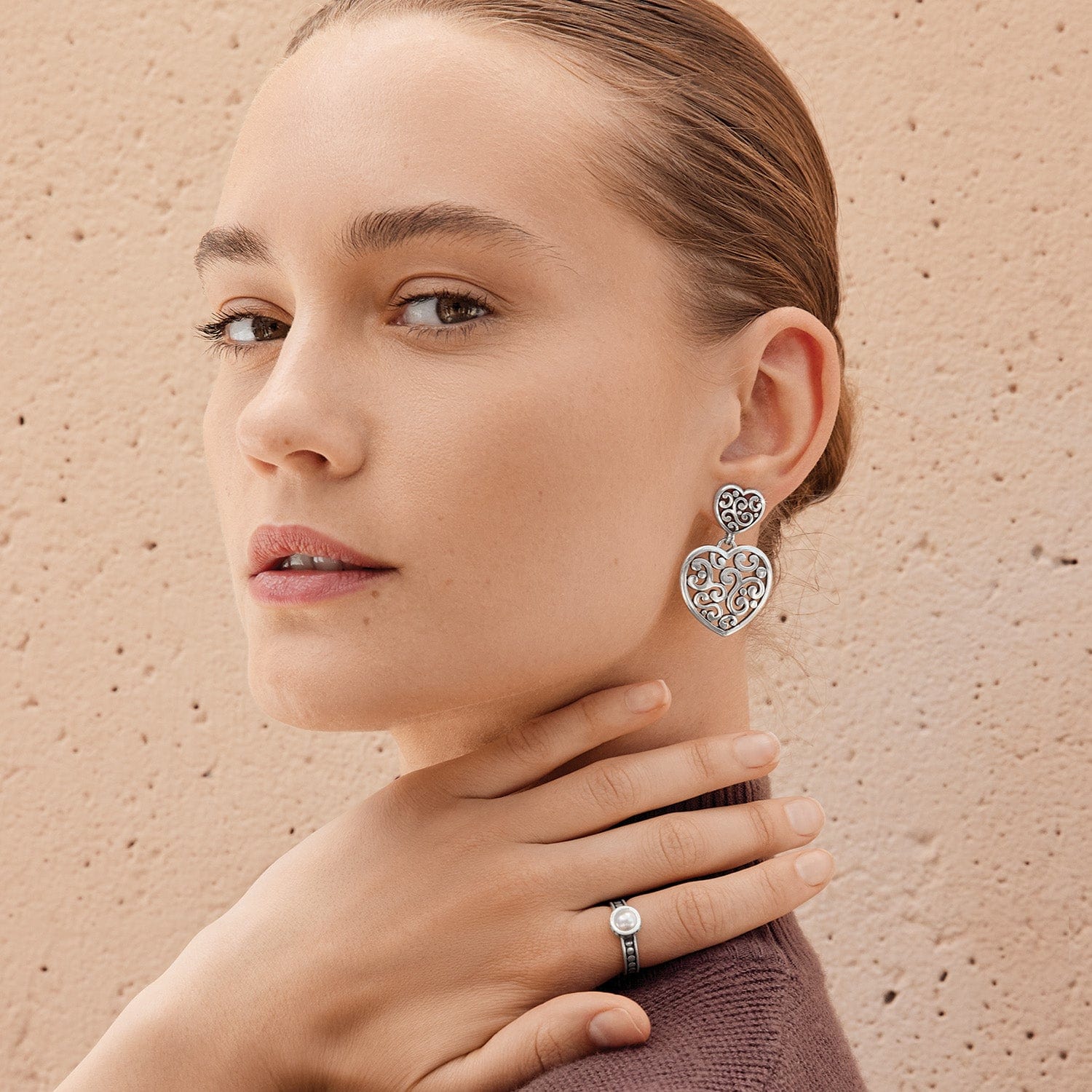 Contempo Heart Double Post Drop Earrings - Image 6