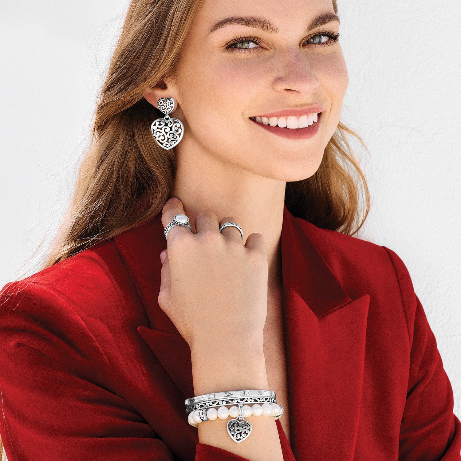Contempo Heart Double Post Drop Earrings - Image 8